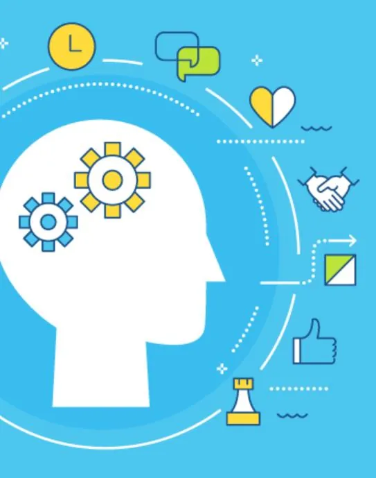 Ilustración de cabeza con engranajes representando las soft skills